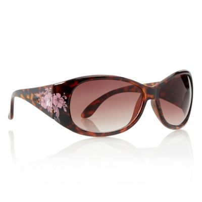 Brown Floral Tortoiseshell Wrap Sunglasses                                                                                      