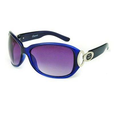 Dark Blue Plastic Frame Metal Ring Sunglasses                                                                                   