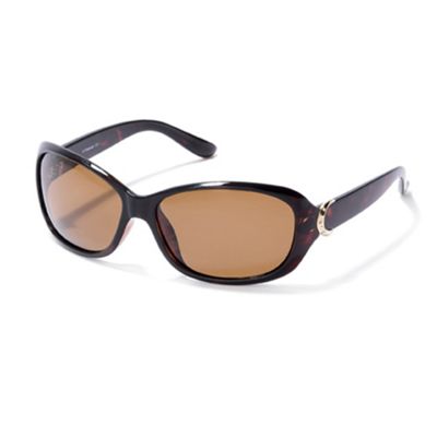 Light Brown Half Moon Tortoisehell Plastic Sunglasses                                                                           