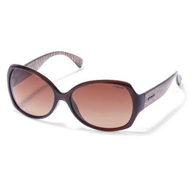 Brown Gold Patterned Plastic Sunglasses                                                                                         
