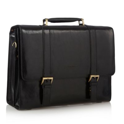 Osborne Black double buckle briefcase