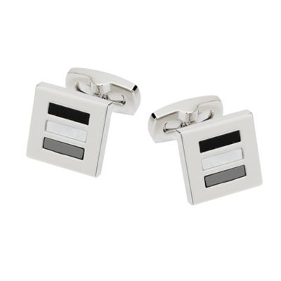 Grey mother of pearl and onyx cufflinks