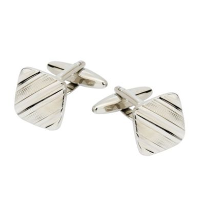 Silver metal etched square cufflinks