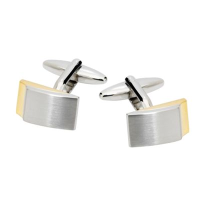 Silver/gold rectangular cufflinks.