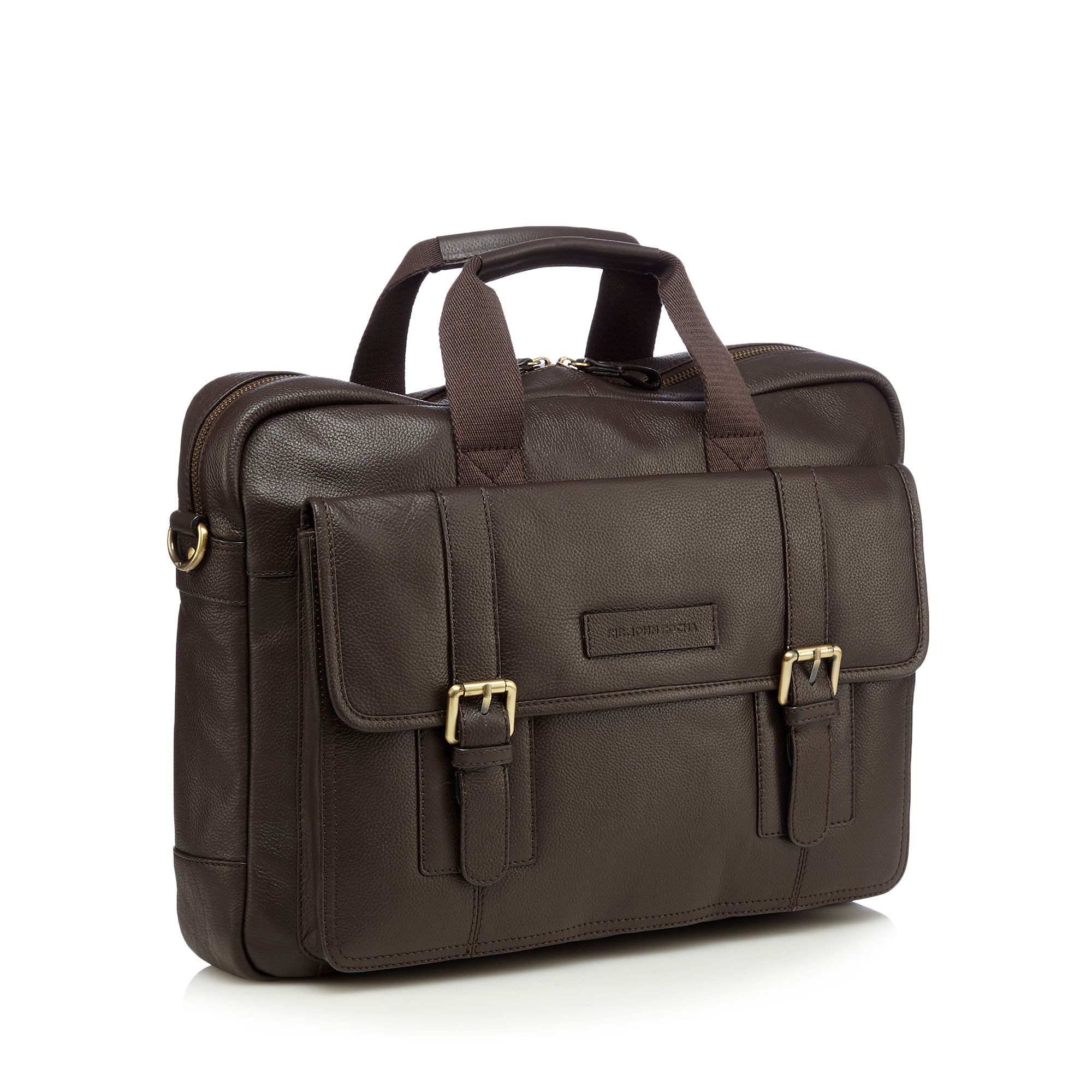 Rjr.John Rocha Mens Designer Dark Brown Soft Leather Business Bag From