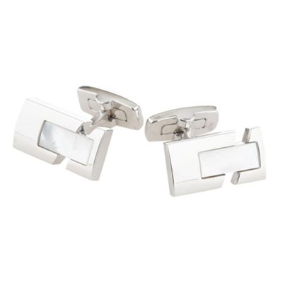 Silver cut-out rectangle cufflinks