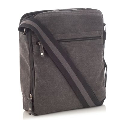 Dark grey zip top canvas bag