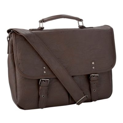 Brown two pocket satchel bag