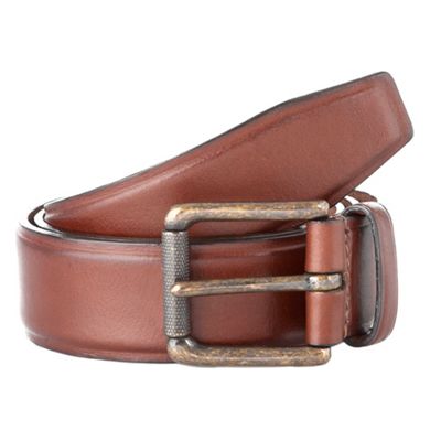 Tan roller buckle leather belt