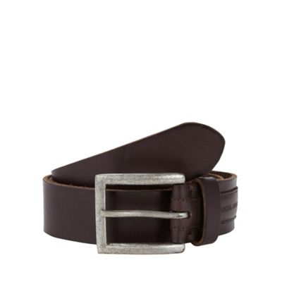 Designer brown embossed leather belt                                                                                            