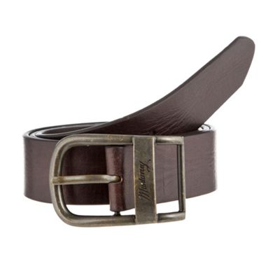 Brown oval buckle leather belt                                                                                                  