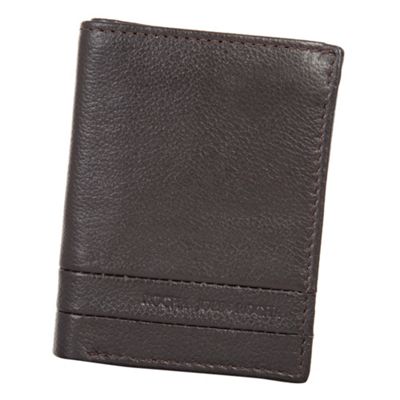 Designer brown textured leather trifold wallet                                                                                  