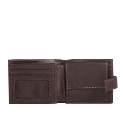 Designer brown contrast stitch detail tab wallet                                                                                