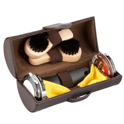 rocha john rocha Brown leather shoe shine kit