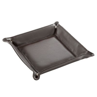 Brown leather coin tray