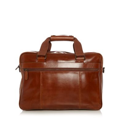 Designer tan leather business bag                                                                                               