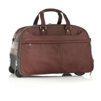 Designer brown wheeled leather holdall
