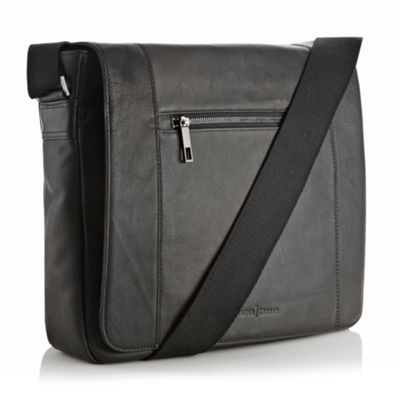 Black leather satchel bag
