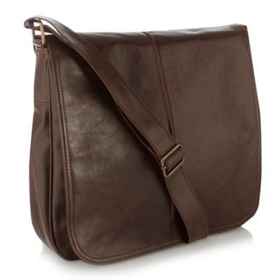 Brown flapover front utility bag