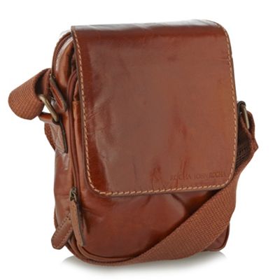 Designer tan small leather cross body bag
