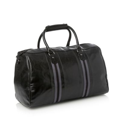 Black striped webbing holdall bag