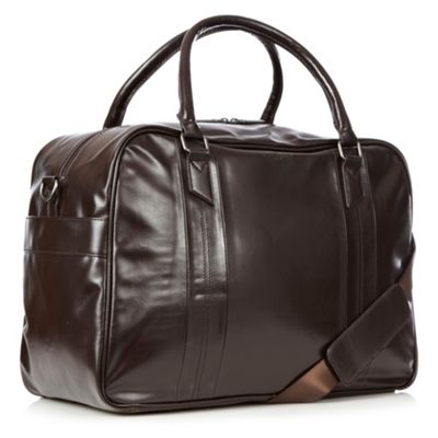 Designer brown leather look holdall bag