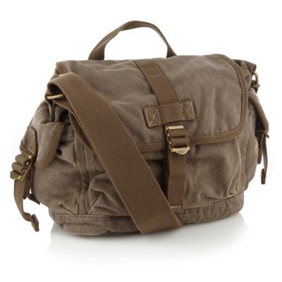 Khaki small canvas shoulder bag