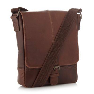 Designer brown leather small satchel bag