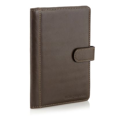 Designer brown logo plate leather wallet                                                                                        