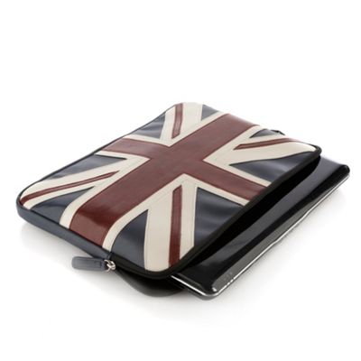Navy appliqued Union Jack laptop case                                                                                           
