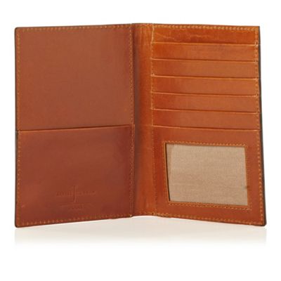 Designer tan leather passport cover                                                                                             