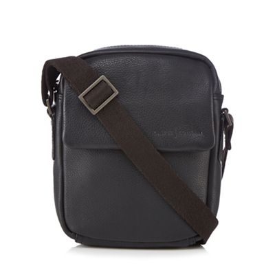 Designer black grained leather small cross body bag                                                                             