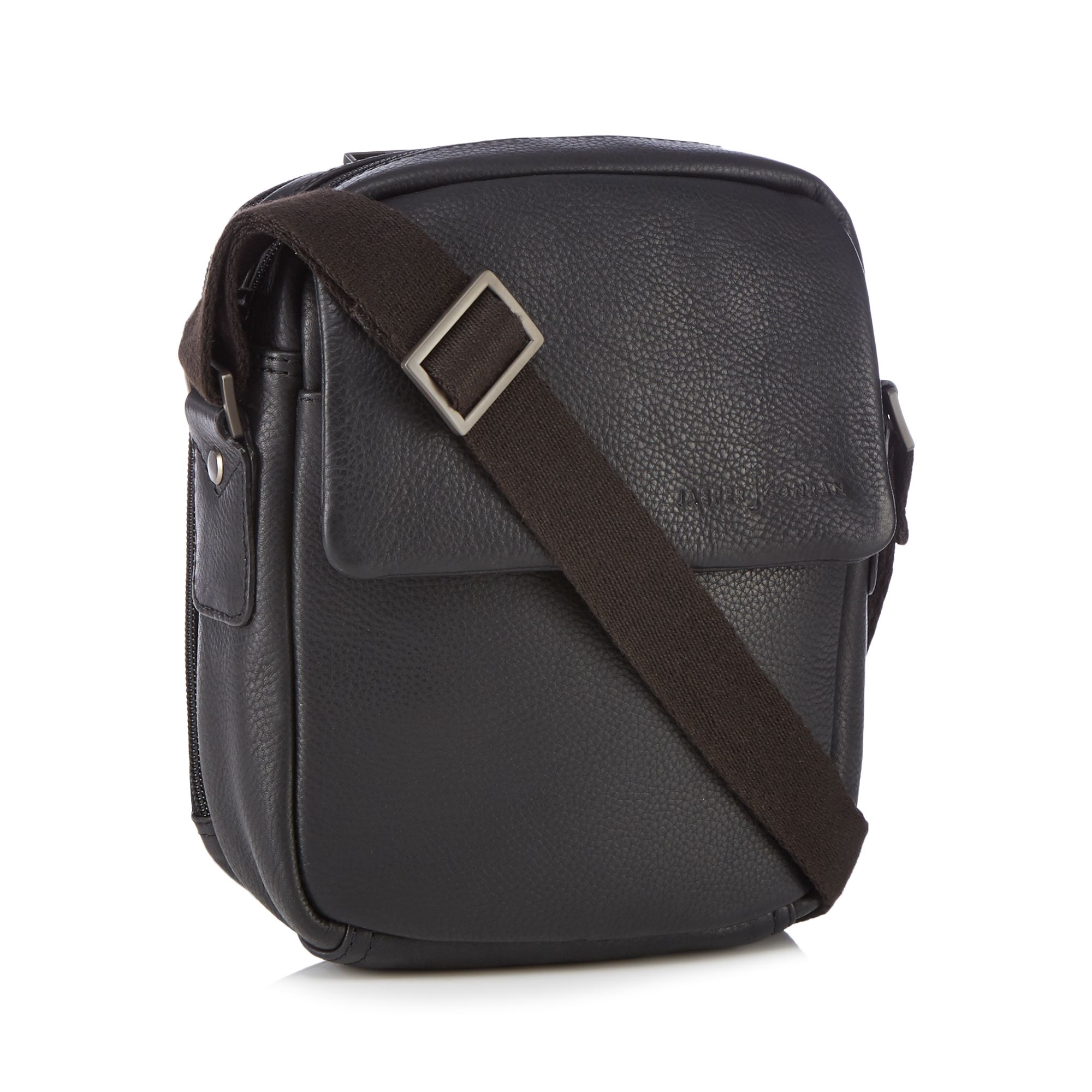 J By Jasper Conran Mens Designer Black Grained Leather Small Cross Body Bag | eBay
