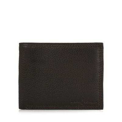 Designer black grained leather billfold wallet                                                                                  