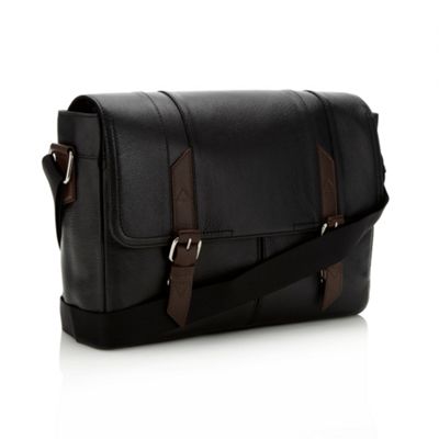 Designer black grain leather work bag                                                                                           