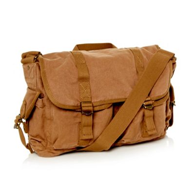 Tan washed canvas despatch bag                                                                                                  