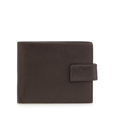 Black leather button tab wallet                                                                                                 