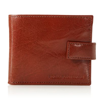 Designer brown Italian leather tab wallet                                                                                       