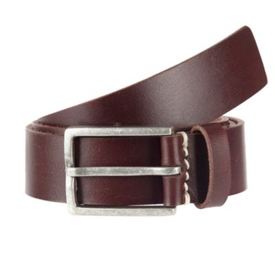 Designer dark brown contrast stitched leather belt