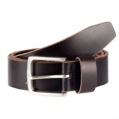 Designer dark brown leather wide keeper belt