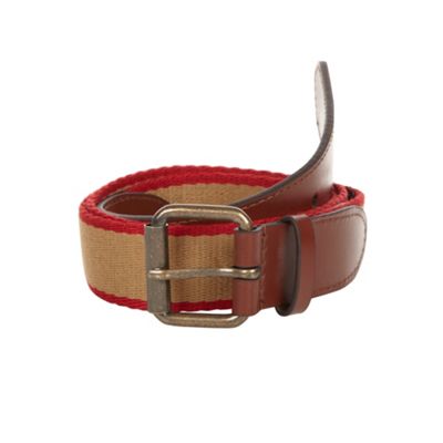 Natural tip striped canvas belt