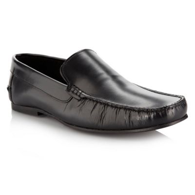 Black shiny slip-on loafers