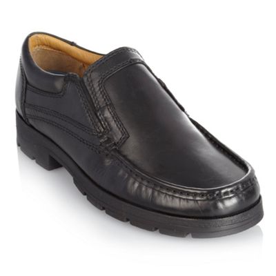 Black leather twin gusset shoes