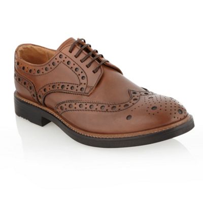 Designer tan conifer chunky brogue shoes