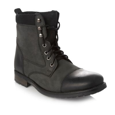 Black canvas trim ankle boots