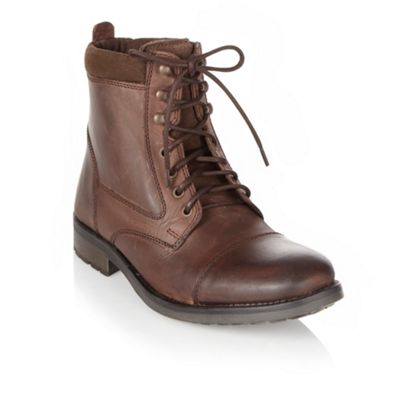 Brown leather ankle boots