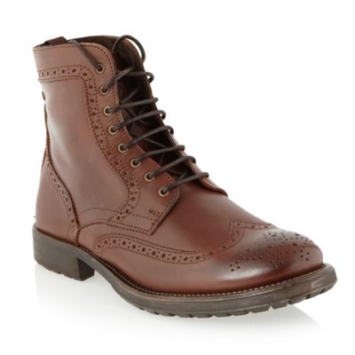 Tan 'Columbus' brogue ankle boots                                                                                               