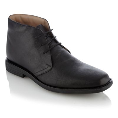 Wide fit black grain leather boots