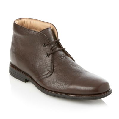 Wide fit brown grain leather boots