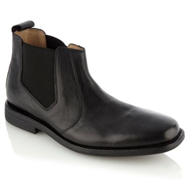 Wide fit black grain leather chelsea boots                                                                                      